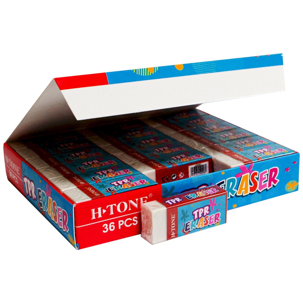 Гумка прямокутна 40х16х10 мм, уп. 36 шт. TPR біла H-Tone (JJ30301)